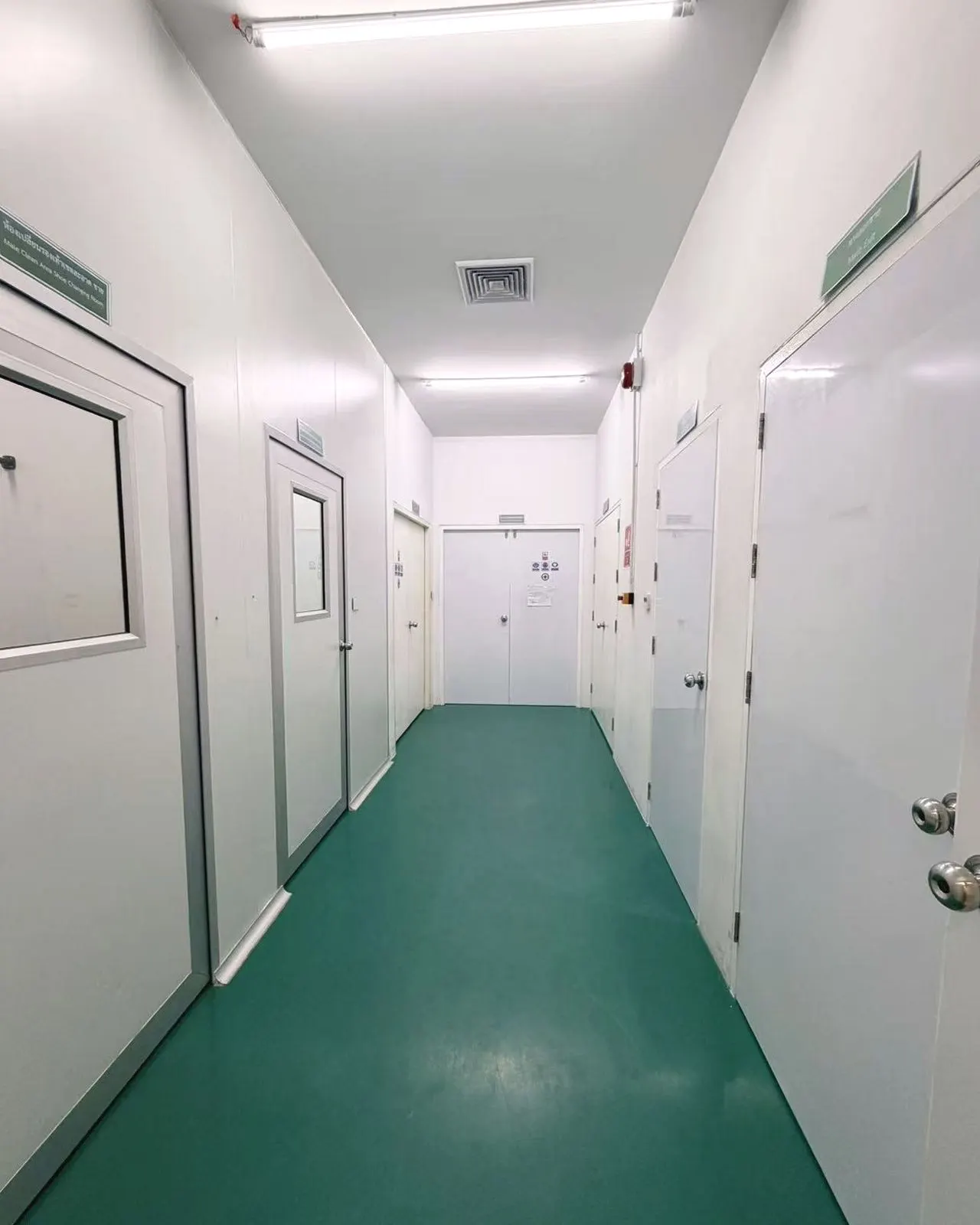 Gowning and shoe-changing room entrance to the clean production area at Sawatdee Group’s factory.